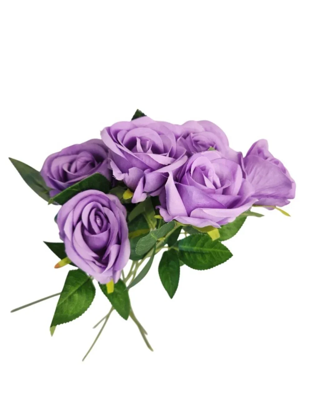 Faux Lavender Roses 6 Stem Bunch 19 Inch Artificial Silk Rose Stems Wedding Bouq